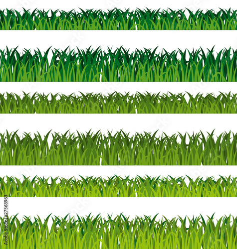 Green grass banners. Seamless patterns collection.