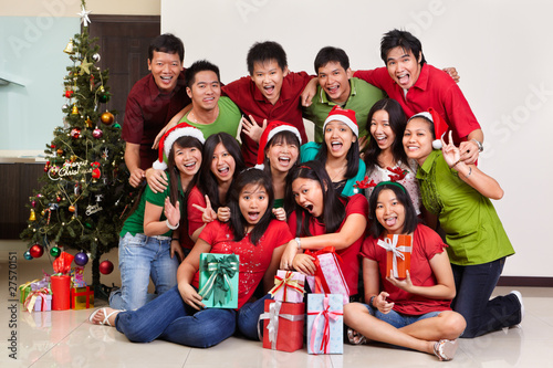 Christmas group shot of Asian people