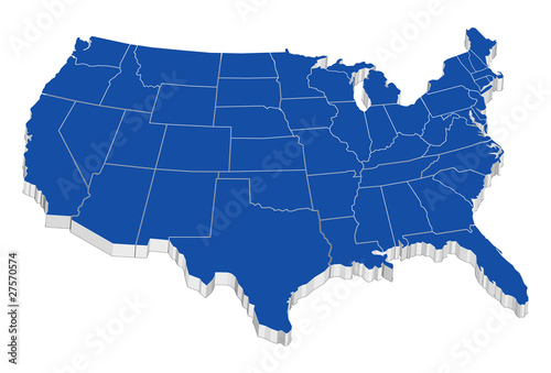 Usa 3D map with states