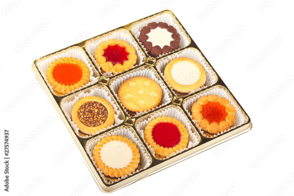 Cookies in a box on a white background Cookies in a box on a white background