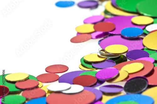 Colored confetti. White background