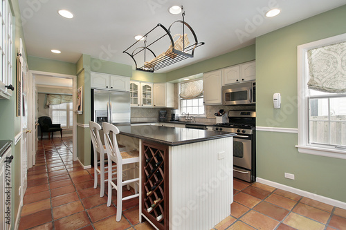 Slika na platnu Kitchen with terra cotta floor tile