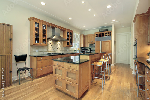 Kitchen with oak wood cabinetry