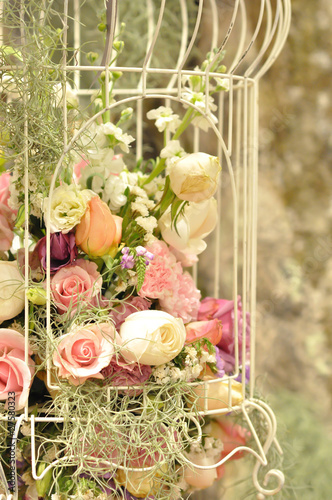 Close up of decorated flower in cage