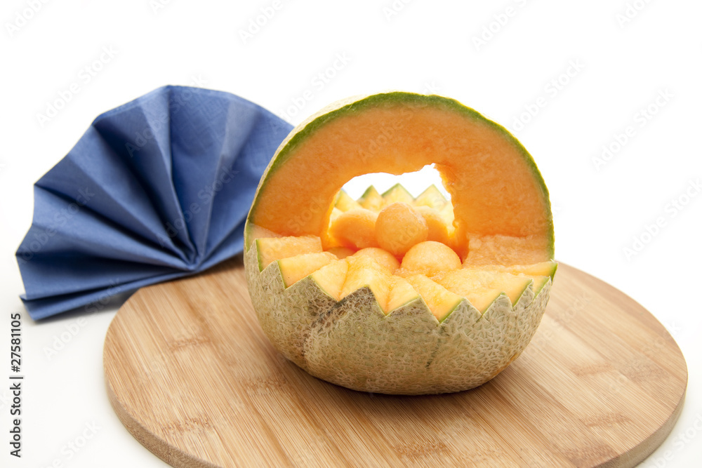 Galia Melone mit Serviette Galia Melone mit Serviette