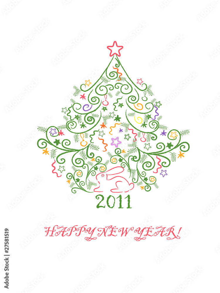 Decorative festive New Year postcard 2011. Decorative festive New Year postcard 2011.