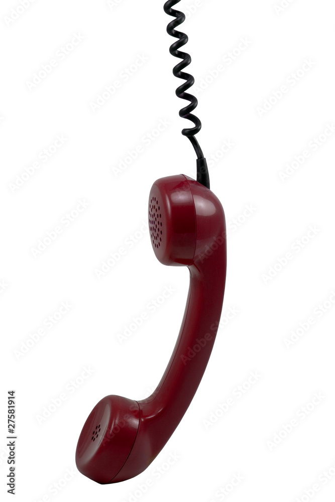 dark red phone receiver isolated on white dark red phone receiver isolated on white