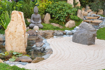 Keuken achterwand Stenen in het zand Kleine Japanse tuin met stenen  © RobertoC