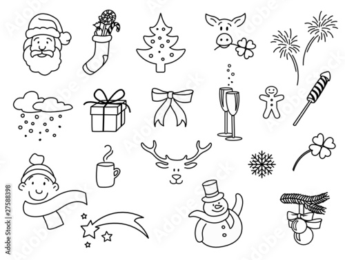 Weihnachtsmotive Doodle-Set