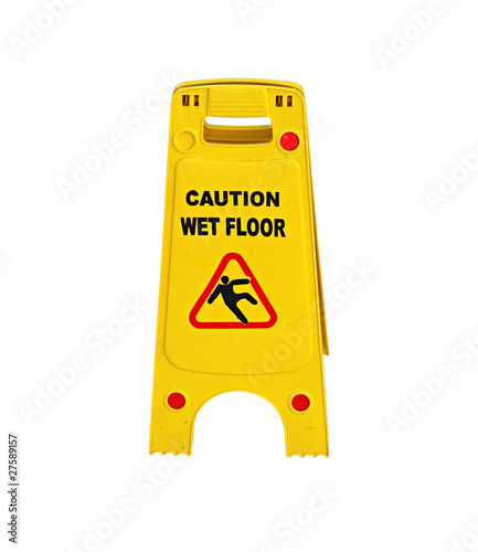 Caution wet floor sign isolated