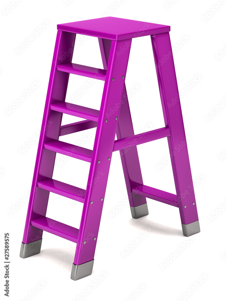 Purple ladder on a white background Purple ladder on a white background