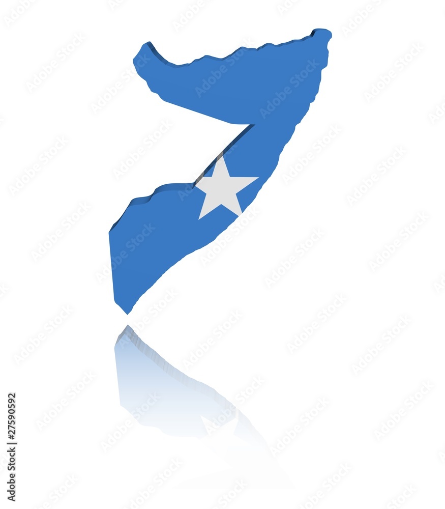 Fototapeta premium Somalia map flag 3d render with reflection illustration