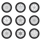Set of cars's discs with tires