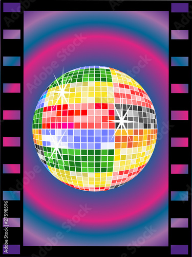 Bunte Discokugel im Filmstreifen