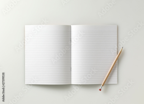 blank school exercise notebook  book  jotter with pencil