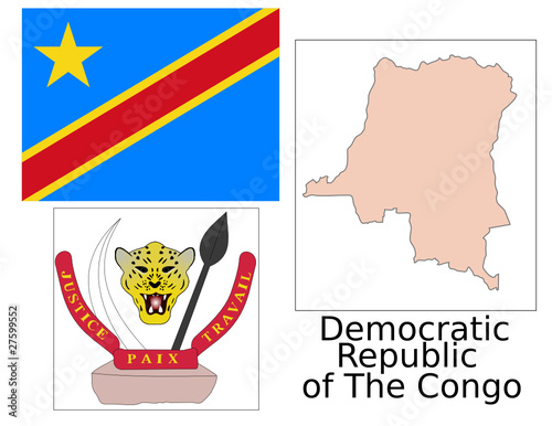 Democratic republic of Congo flag national emblem map
