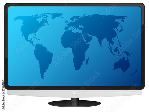 lcd tv with world map