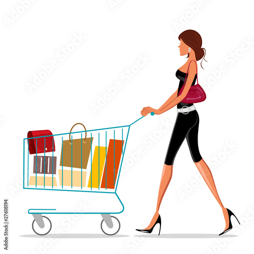 shopping lady with trolley