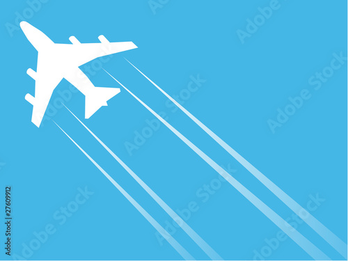 Plane illustration on blue background