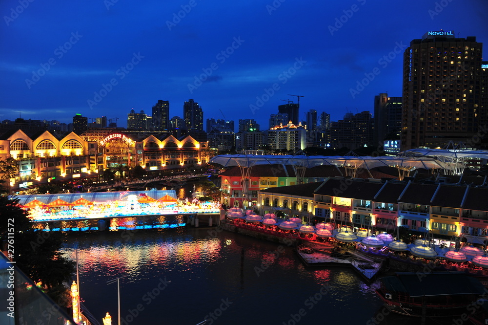 colorful lantern display by the river side