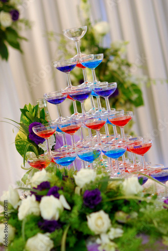 Champagne glasses tower in wedding