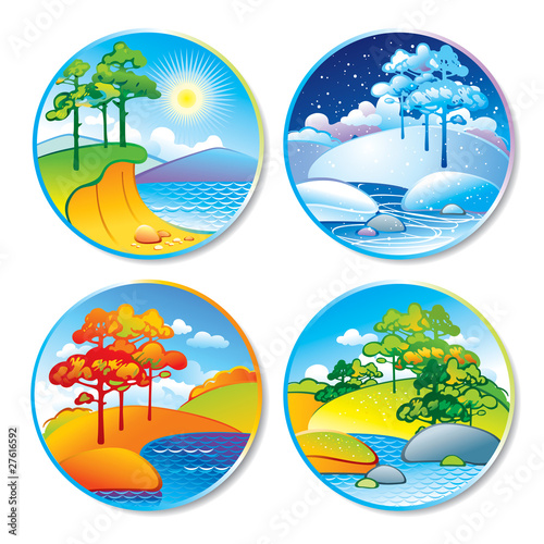 Spring, summer, autumn and winter landscape in a circle