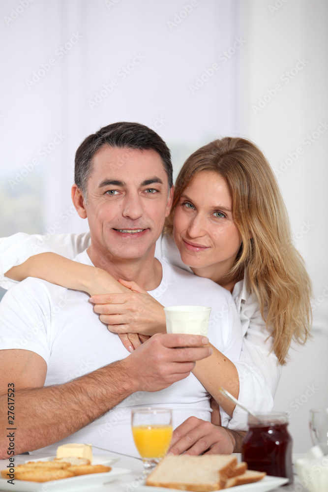 Couple having breakfast during the week end Couple having breakfast during the week end