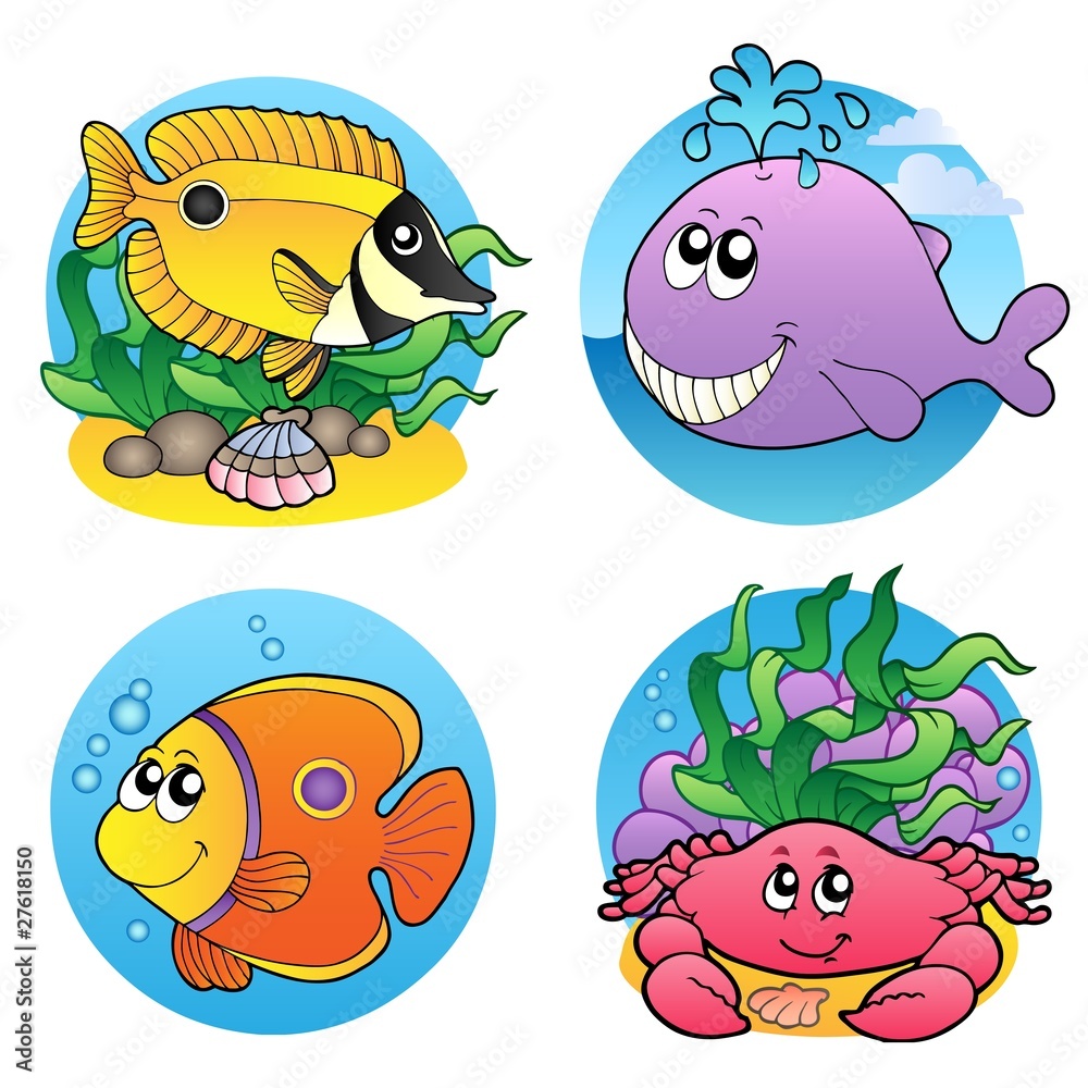 Obraz premium Various water animals and fishes 2