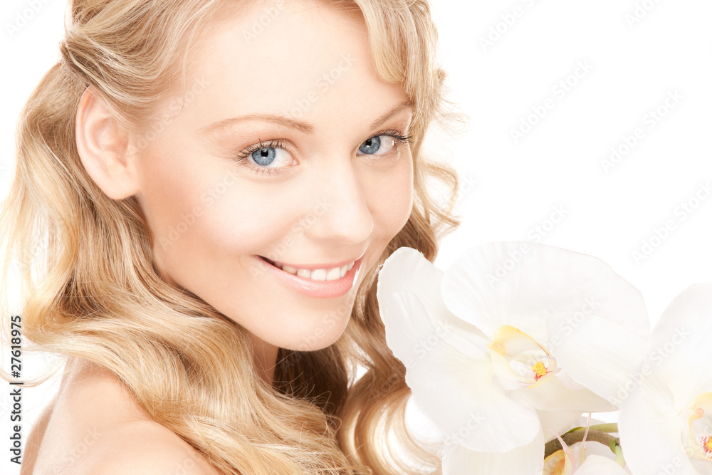 beautiful woman with white flower beautiful woman with white flower