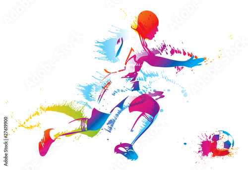 Soccer player kicks the ball #27619900