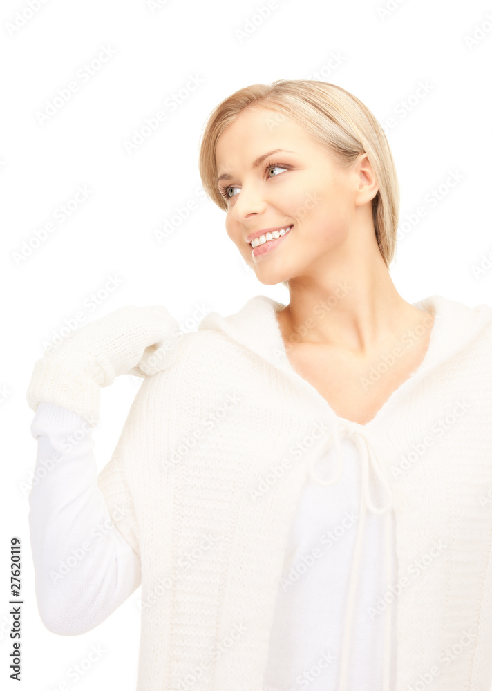 beautiful woman in white sweater beautiful woman in white sweater