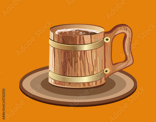 Wooden mug of beer