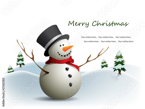 Postcard with snowman