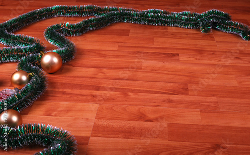 Christmas-tree decorations on a floor
