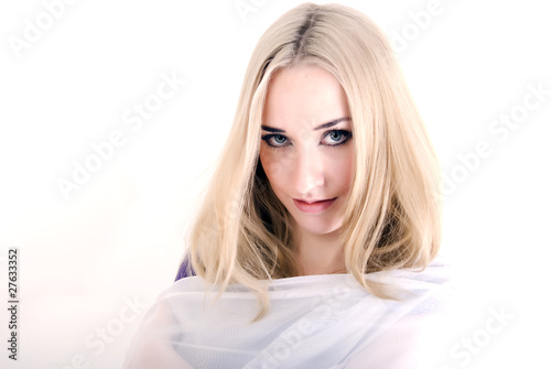Portrait of a young blonde looking serious