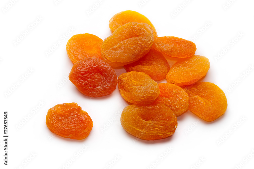 Dried apricots isolated on white background Dried apricots isolated on white background