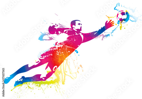 The football goalkeeper catches the ball