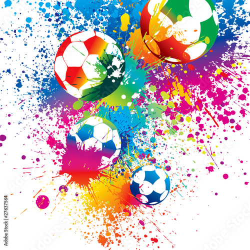 The colorful footballs on a white background
