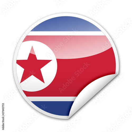 Free Download Pegatina bandera Corea del Norte con reborde - GFXLoad