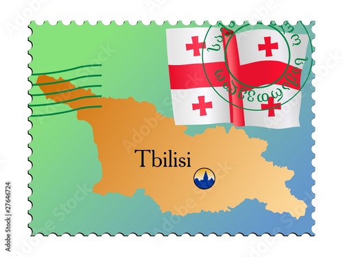 Tbilisi - capital of Georgia. Vector stamp