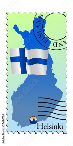 Helsinki - capital of Finland. Vector stamp