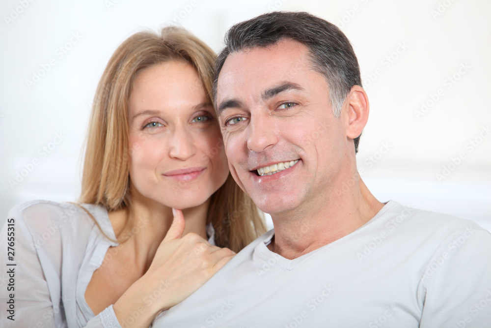 Closeup of happy couple at home