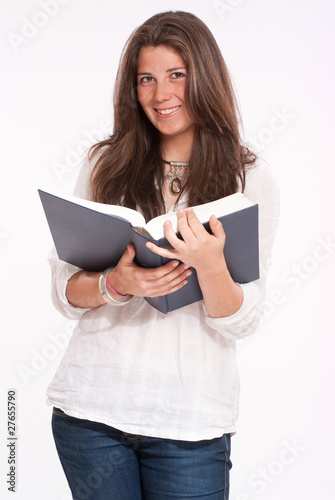 Happy girl with book
