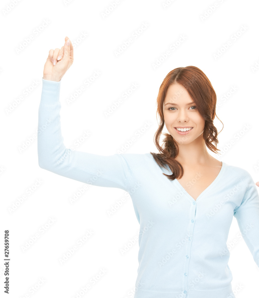 businesswoman working with something imaginary businesswoman working with something imaginary