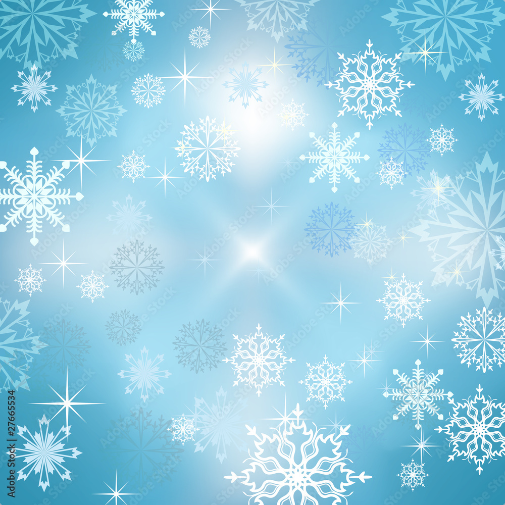 Abstract blue winter vector background with snowflakes. Abstract blue winter vector background with snowflakes.