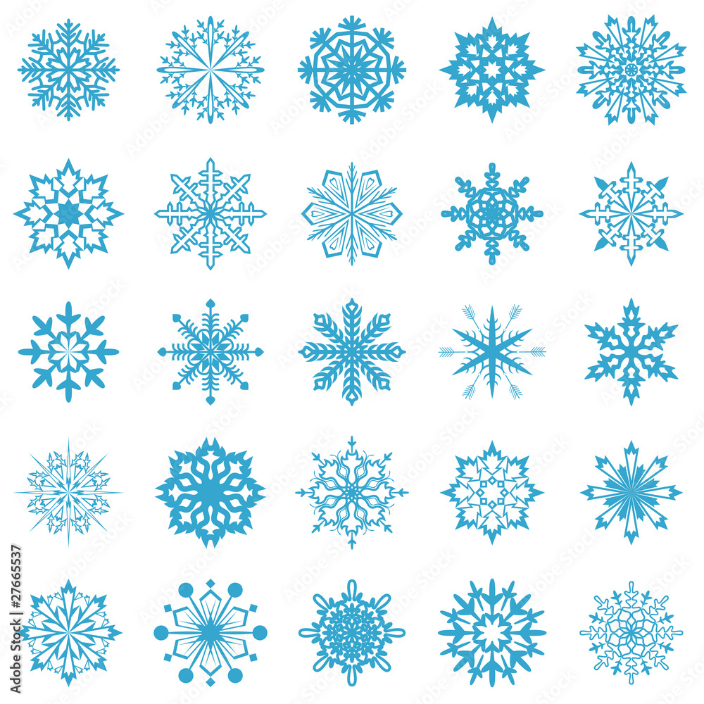 Snowflakes vector collection isolated on white.