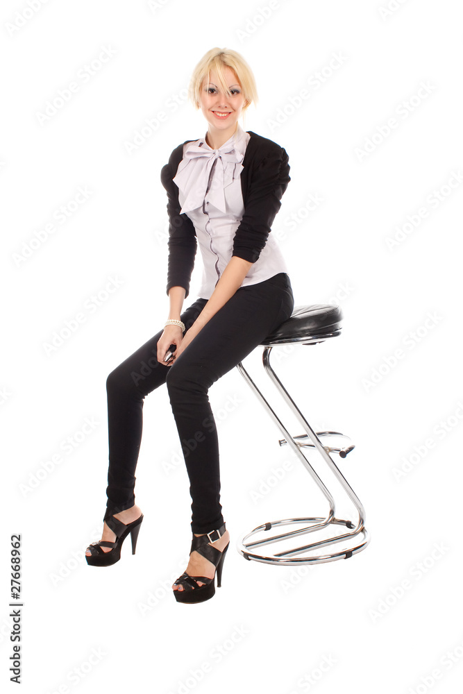 Businesswoman on office chair Businesswoman on office chair
