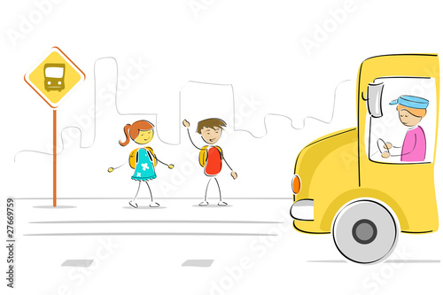 kids at bus stop