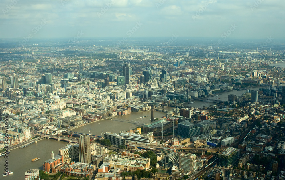 Aerial view of London City district