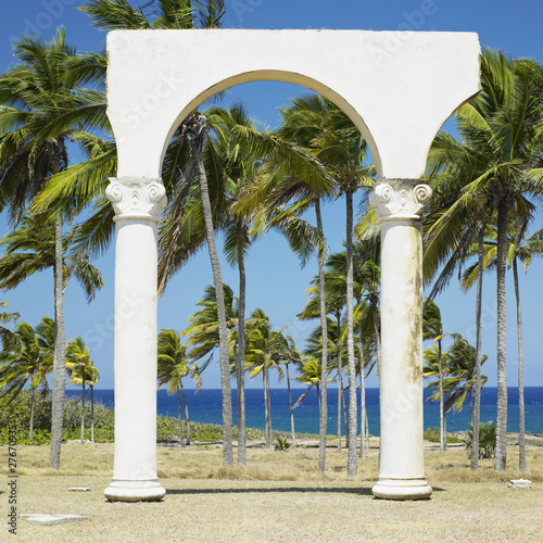 Canvas Print memorial of Columbus's landing, Bahía de Bariay, Cuba